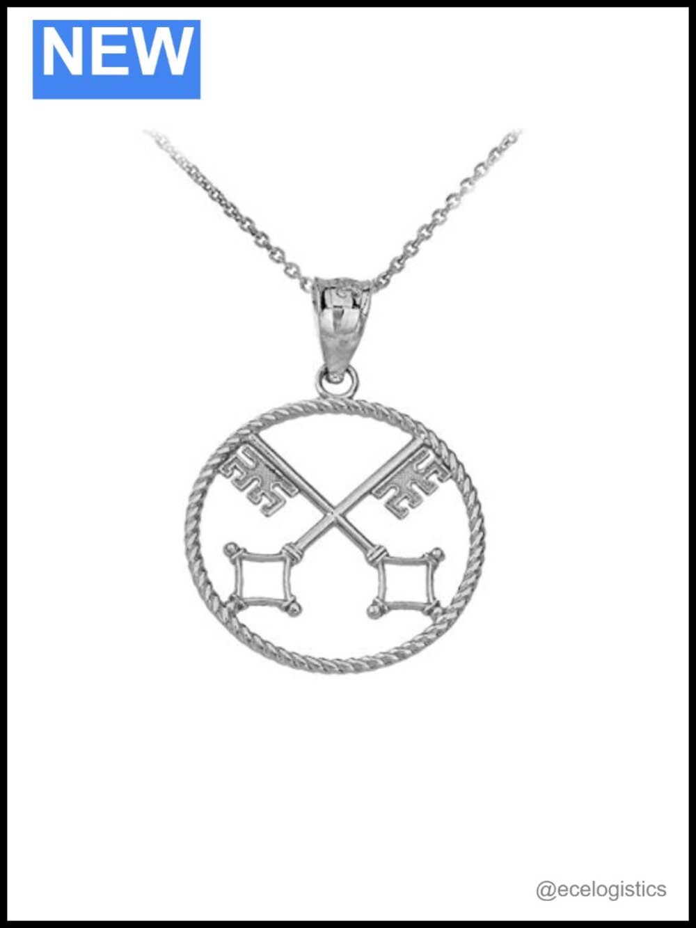 Sterling silver openwork St Peter keys pendant necklace